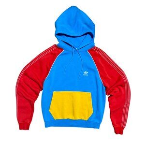 Adidas Retro Blue, Red & Yellow Vintage Hoodie Sweatshirt, Men's Small